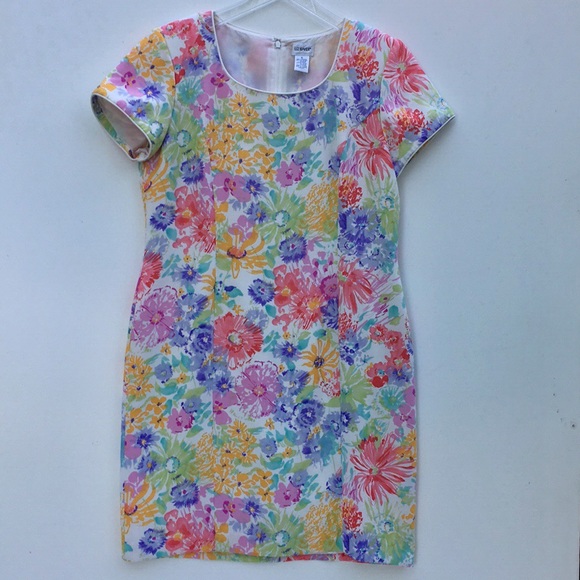 Liz Baker Dresses & Skirts - LIZ BAKER FLORAL PASTEL LINED SHIFT DRESS